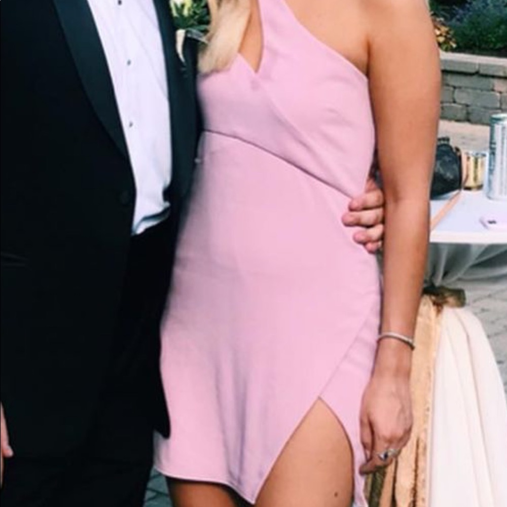 NBD x NAVEN light pink dress with slit